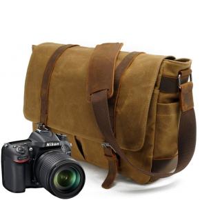 Vintage Waterproof Photography Canvas Bag Leather Camera Travel Bag Backpack Camera Crossbody Bag 