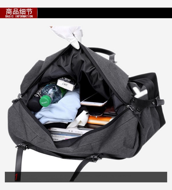 Oversized Travel Duffel Bag Waterproof Canvas Genuine Leather Weekend bag Weekender Overnight Carryon Hand Bag
