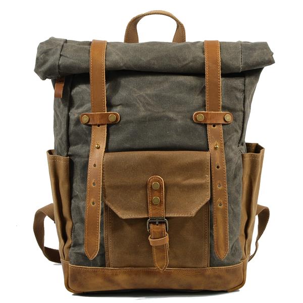 Backpack Casual Daypack Canvas Leather Backpacks Vintage Retro Work Travel