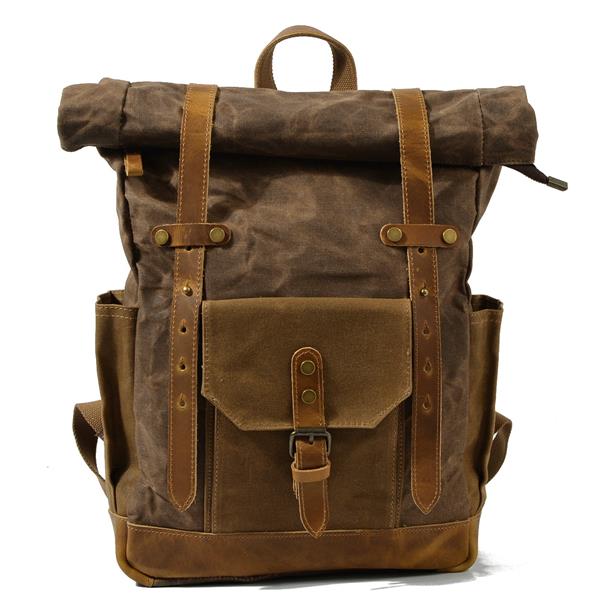 Backpack Casual Daypack Canvas Leather Backpacks Vintage Retro Work Travel