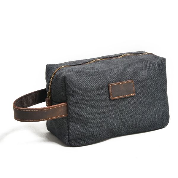 Travel Cosmetic Wash Bag Unisex Toiletry Bag Vintage  Canvas Compact Travel Make up Shaving Dopp Kit with Handle 