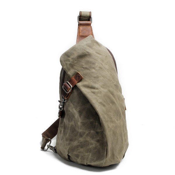Waterproof Waxed Canvas Small Sling Bags Backpacks for Hiking Biking Travel Outdoor Casual Chest Bags