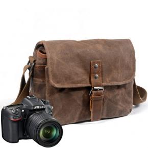SLR Camera Bag Waterproof Wax Canvas Bag Vintage Camera Case Messenger Bag