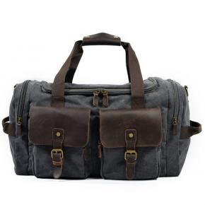 Canvas Holdall Weekend Bag Travel Bag Mens Leather Carry On Luggage Overnight Duffle Bag