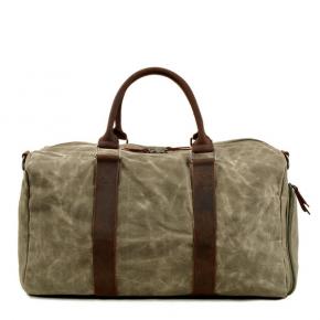Travel Duffel Bag Waterproof Canvas Overnight Bag Leather Weekend Carryon Bag