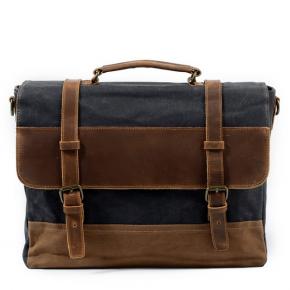 Briefcase for Men Waterproof Waxed Canvas  Satchel  Vintage Messenger Bag Shoulder Bag