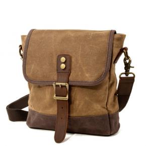 Men Crazy Horse Leather Vintage Canvas bag Single Shoulder Multi-function Business Messenger Satchel Bag