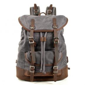 Vintage Unisex Casual  Backpack Waxed Canvas  Bookbag Satchel Hiking Backpack for Travel Outdoor 