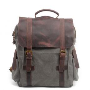 Leather Canvas Backpack  Vintage Rucksack Laptop Bag Unisex