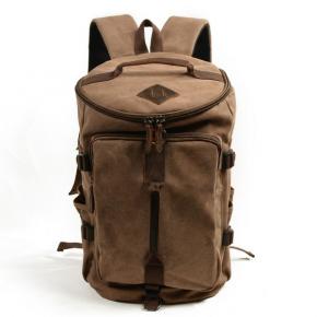 Outdoor Waterproof Washed Canvas Leather Vintage Retro Day Use High School Rucksack Backpack Bag