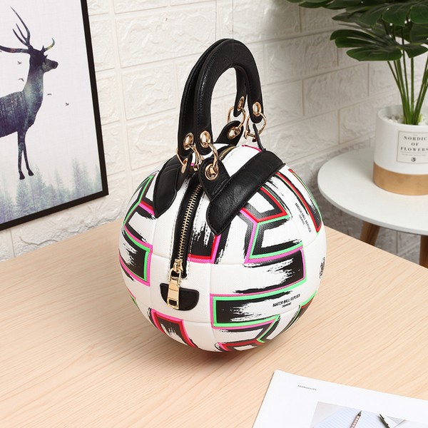 Amazon Hot Sale Football Purse Women Bags Fashion Pu Round Messenger Bag For Girls Pu Football Shape Handbags 