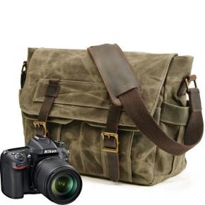Vintage Canvas Camera Bag Daily Travel Shoulder Bag Waxed Canvas Crossbody Bag 