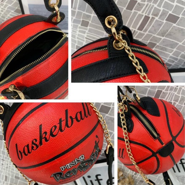 Basketball Shaped Shoulder Messenger Bag Purse Tote Mini Cross Body PU